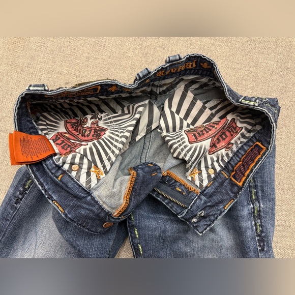 Men’s Rock Revival Dark Blue Straight Jeans - Picture 10 of 12